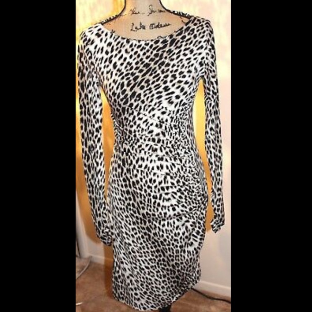 Carmen Marc Valvo runched Leopard Print Dress